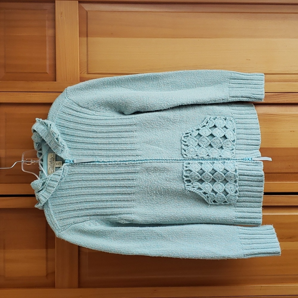 COPY - Cabela's Crocheted Long Sleeved Sweater Sea Foam Size M
